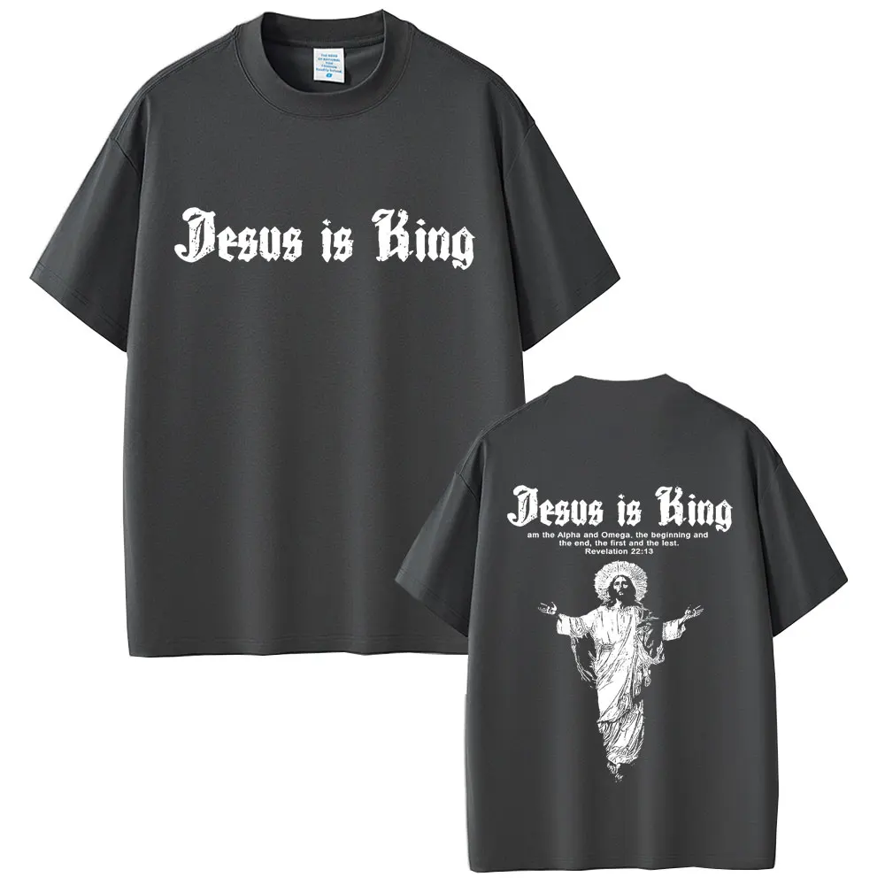 Jesus Is King Graphic T-shirt Christian Religious Short Sleeve T-shirts Summer Men Women Fashion Gothic Rock T Shirt Streetwear