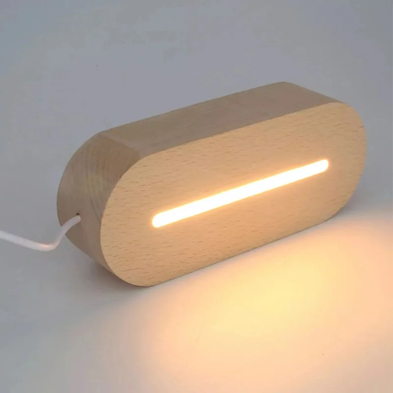 Dimmable 3 Colors Oval USB Led Light Base Warm White Cold Light for Acrylic Glass Night Lamps