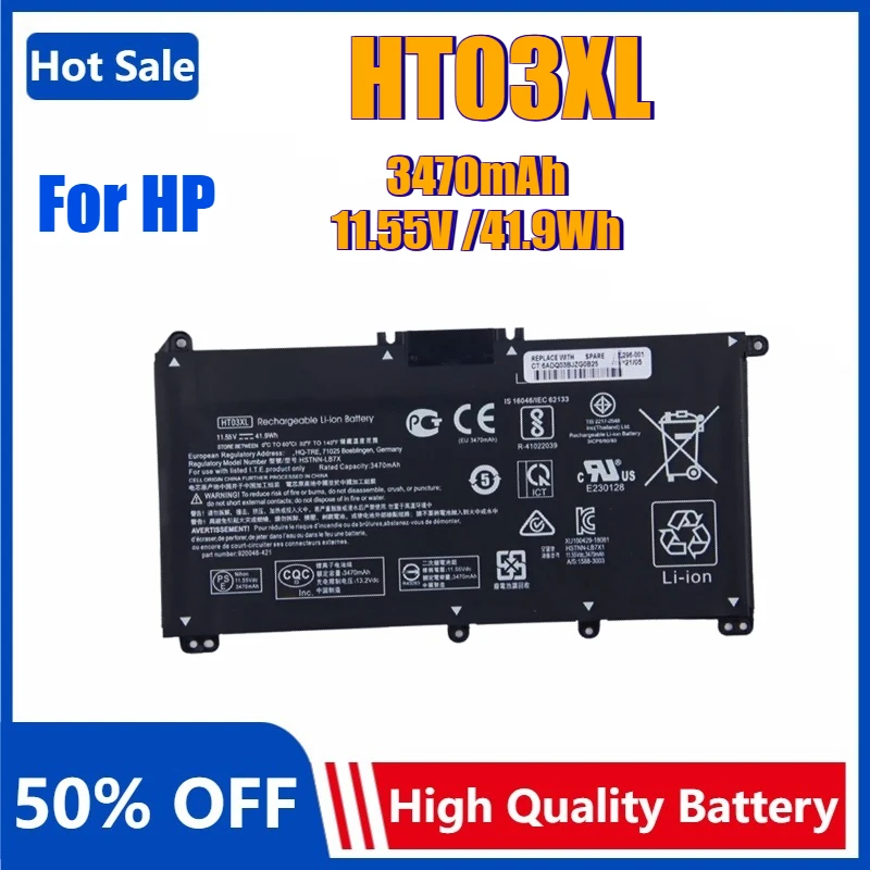 

3470mAh Replacement Laptop Battery HT03XL for HP L11119-855 L11421-1C1 L11421-2C2 L11 Pavilion 15-CW1000AU TPN-Q209 HSTNN-LB8M