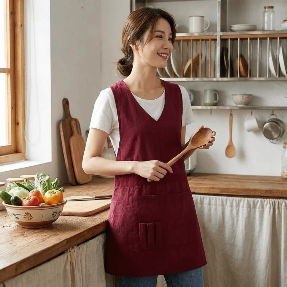 Wear Resistant Anti Fouling Apron Anti Splash with Pocket Workwear Apron Soft Waterproof Cooking Apron Catering Specific