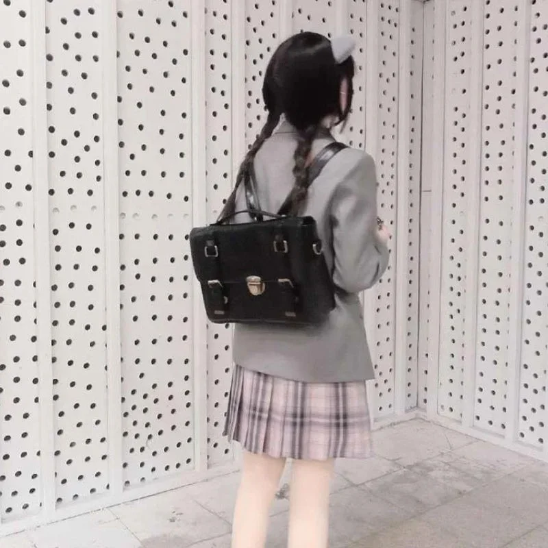 Xiuya, estilo Preppy japonés JK, uniforme, mochilas escolares de hombro para mujer, maletín grande de cuero PU, bolso de mano para niñas, mochila