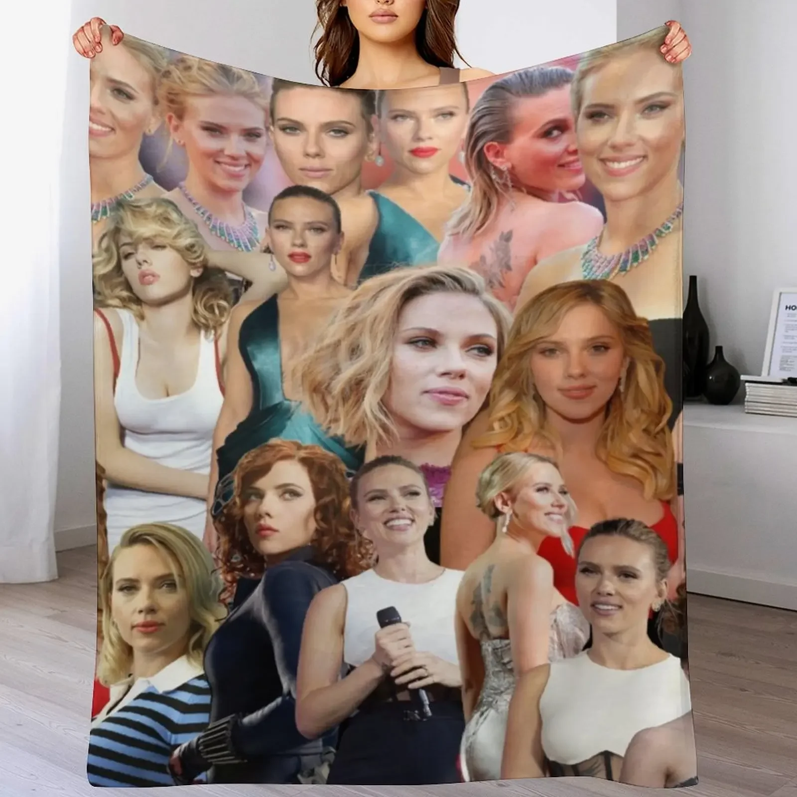 

scarlett johansson collage Throw Blanket Warm Flannel Blanket for Couch Chair Bedroom