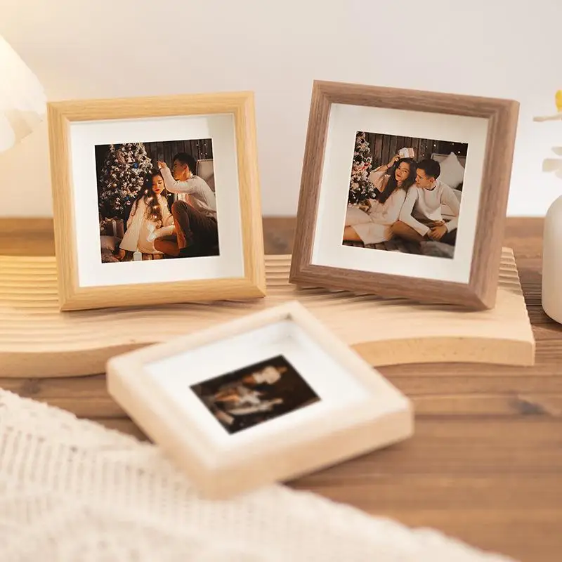 1.5cm Hollow Picture Frame Display Stand,Mini Square Picture Frame,4/5/6 Inch Wooden Frame Photo Wall Oil Painting Stick