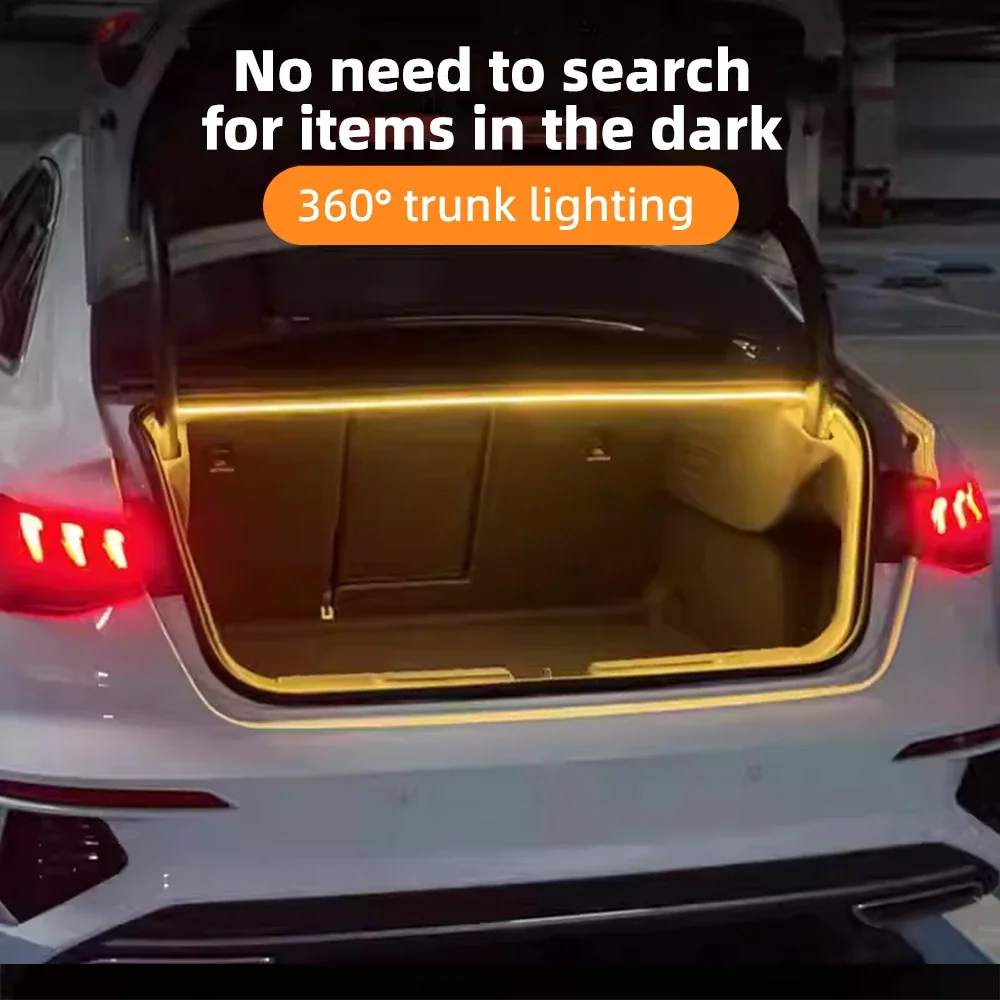 

12V LED Trunk Strip Light Dynamic Flowing Ambient Bar for Audi Rear Tailgate Boot Decorative Flexible Car Exterior Lighting Kit