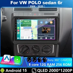 Android 15 Auto Radio 2Din CarPlay Multimedia Video Player For Volkswagen VW POLO sedan 6r 2008-2020 GPS Navigation Car Radio