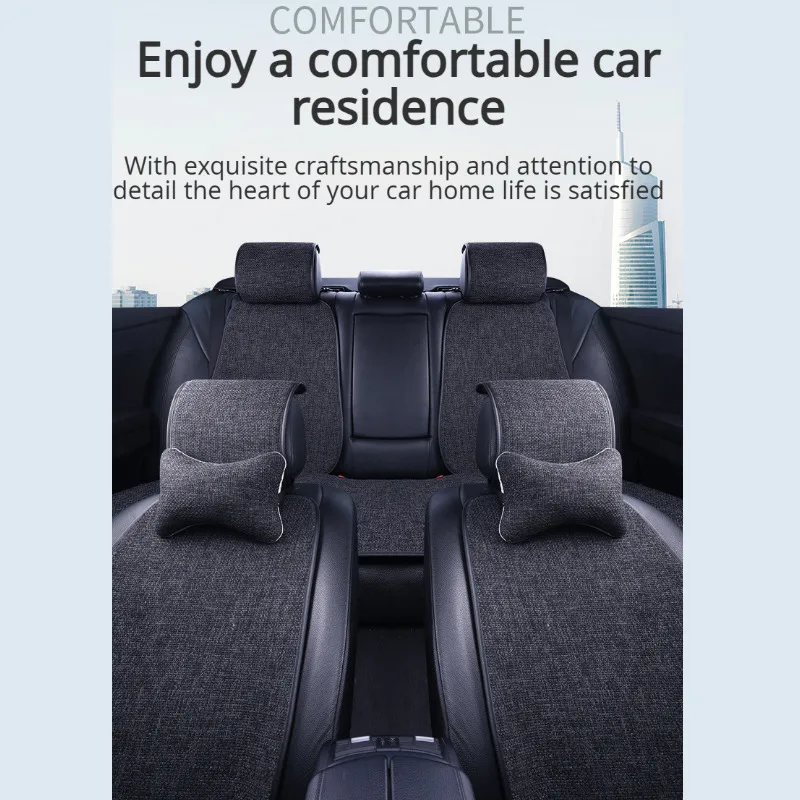 Накидка на сиденье автомобиля, универсальная льняная подушка, пять сидений