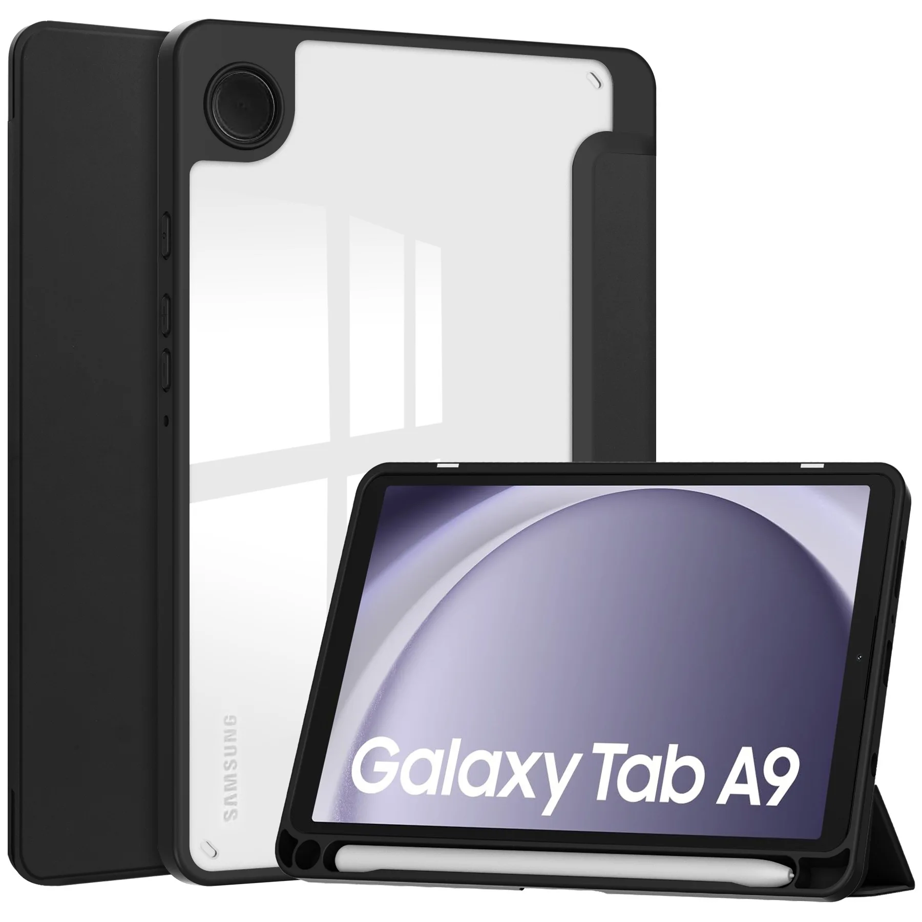 For Samsung Galaxy Tab A9+Case with Pen Holder 2023 SM-X210 SM-X216B Transparent Silicone Back Cover A9 8.7 inch SM-X110 X115