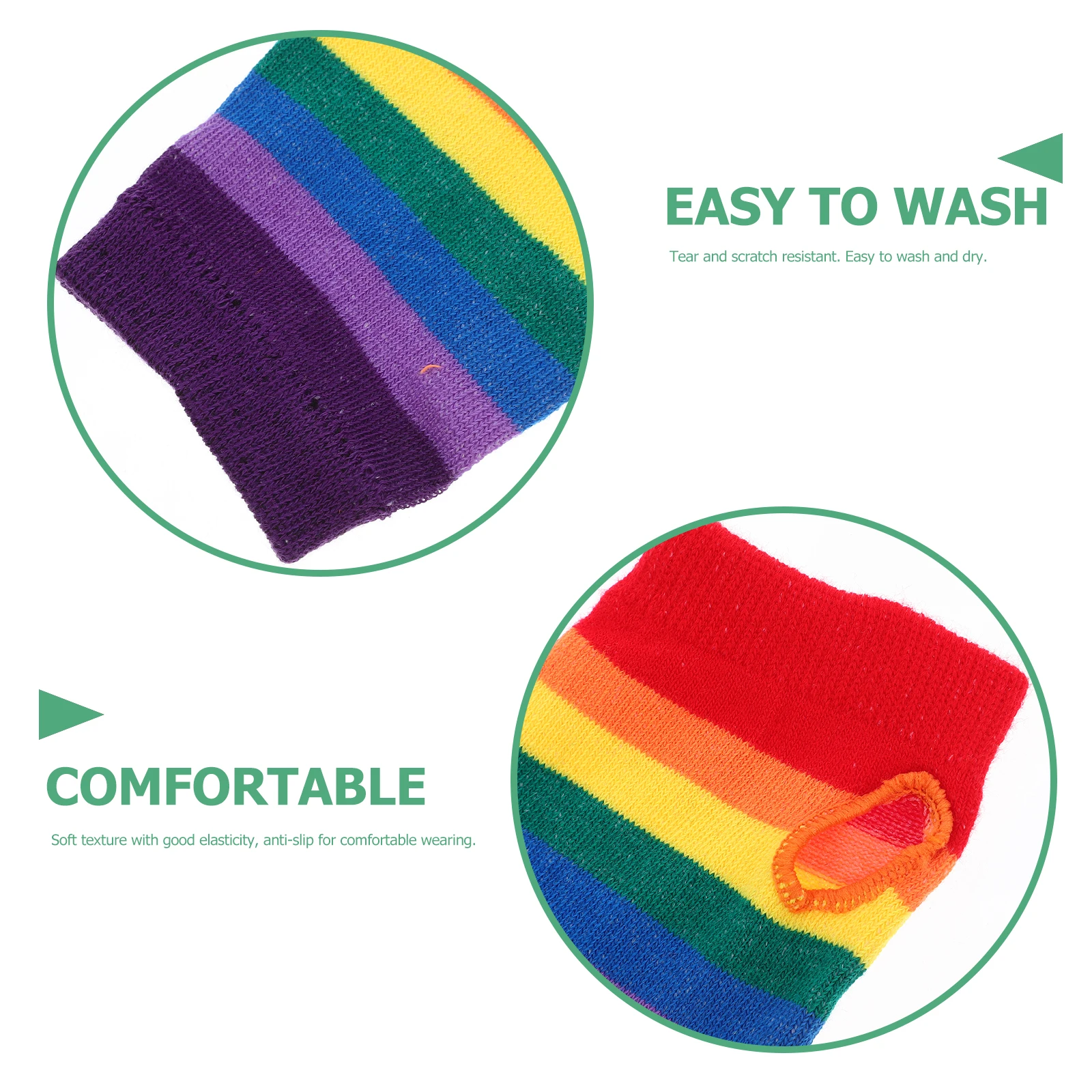 

Rainbow Strips Warmers Colorful Fingerless Gloves For Women Girls Soft Elastic Anti-Slip Reusable Stretch Warmers For All
