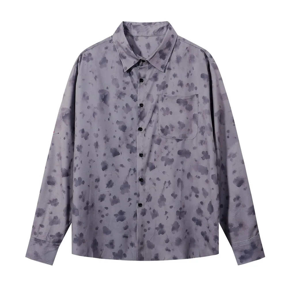 

Dirty Aesthetic Loose Grunge Long Sleeve Hawaiian Shirts Goth Men Women's Blouse Streetwear Aloha Button Tops Winter Spring