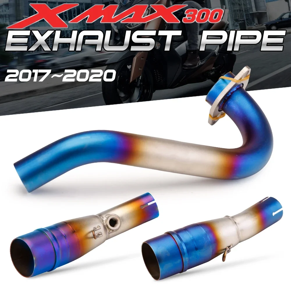 Motorcycle Exhaust Pipe For Xmax 300 2017-2020 Front Middle End Link Pipe Quality Lossless Installation Semi-Blue Link Pipe