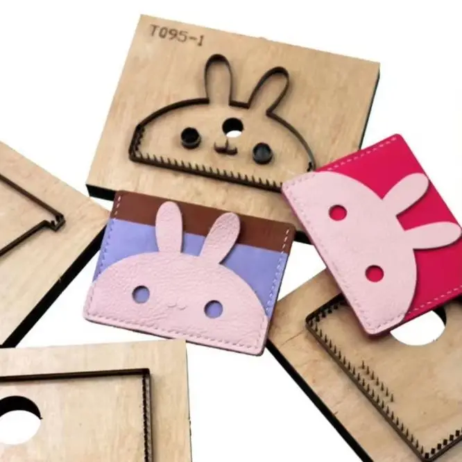 

Простая форма для резки держателя карты с милым кроликом, инструмент для резки кожи, ручной нож для резки, японский стальной нож, деревянная форма