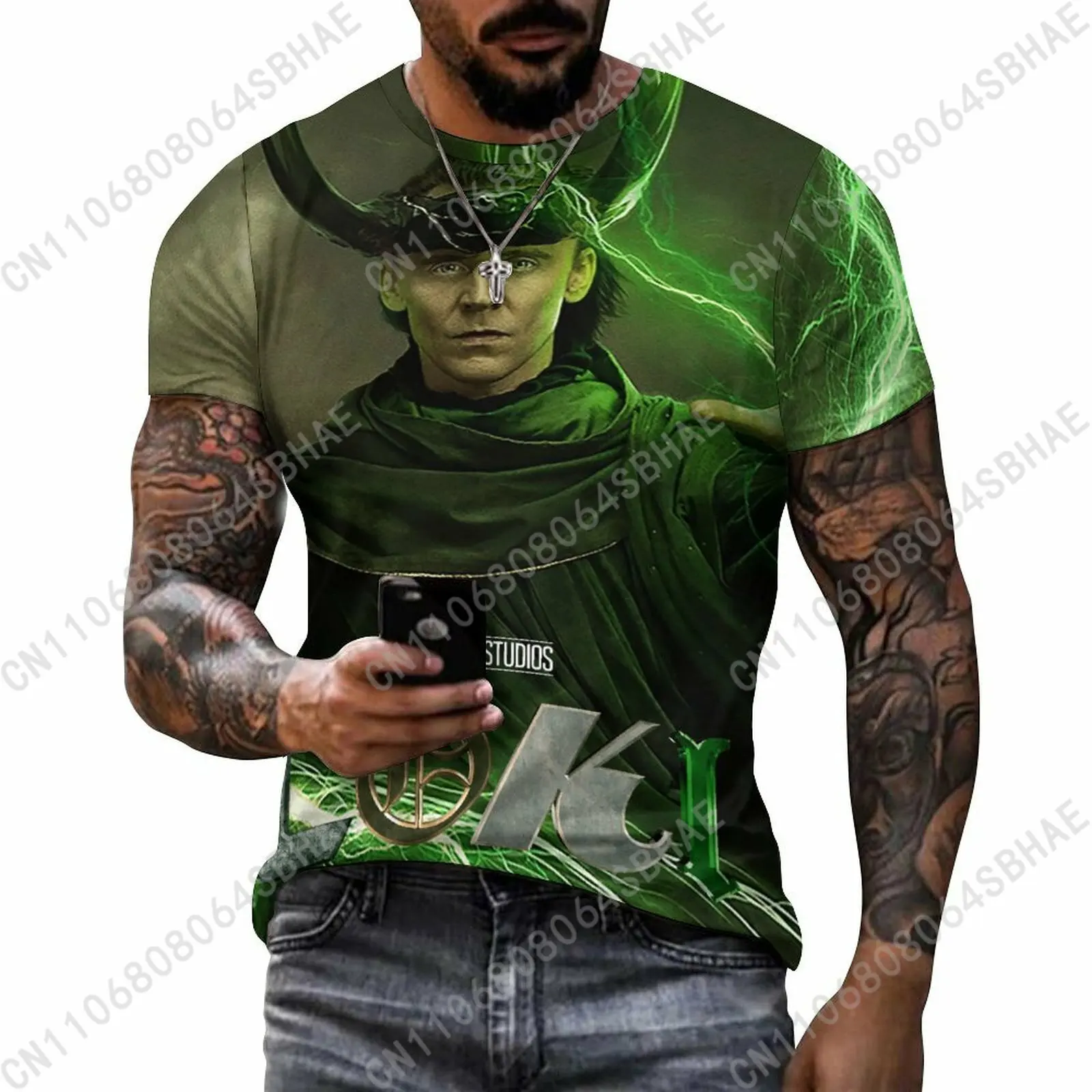 

Marvel Loki Custom Pattern Men's Cotton T-Shirt Short Sleeve Tee Men Tops Personalized Tshirt Summer Cosplay