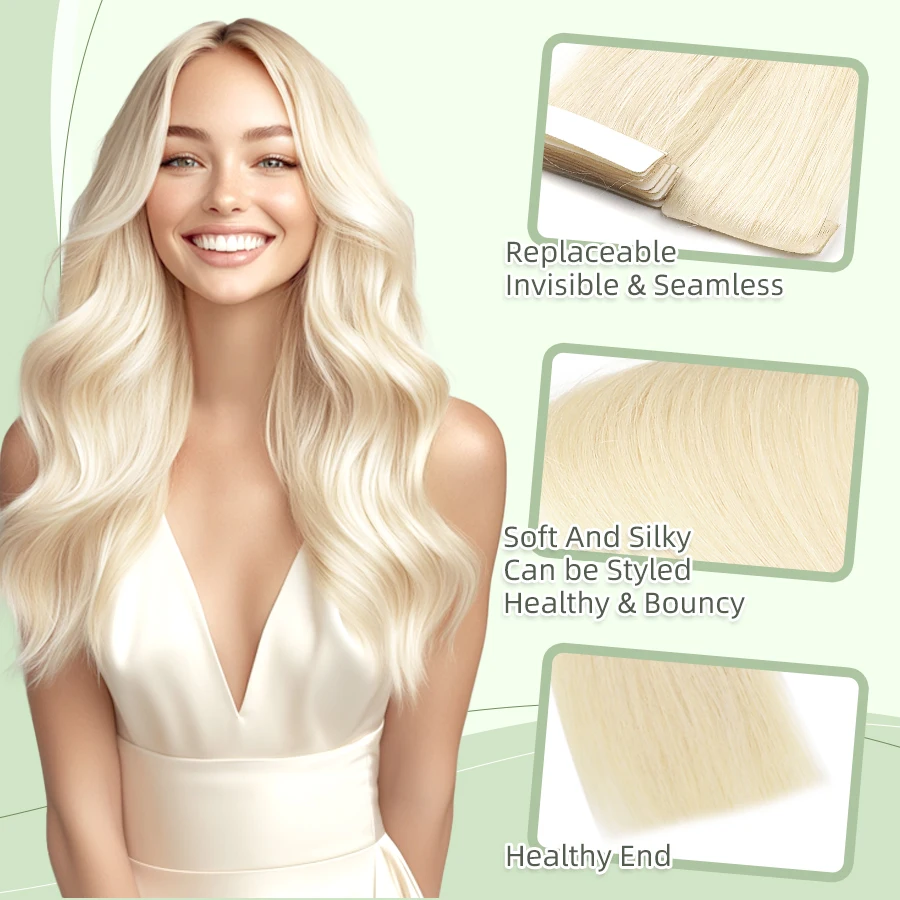 شعر مستعار K.S في وصلات الشعر ، بو غير مرئي ، لحمة جلد غير ملحومة ، شعر بشري ، 12: 10 لكل عبوة