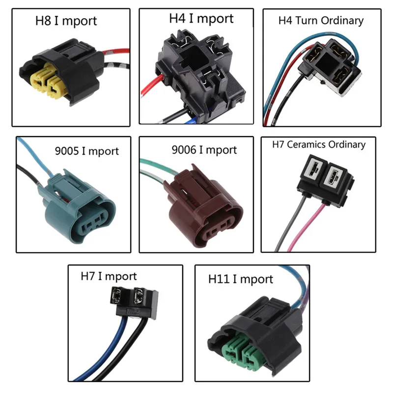 Import 9005/9006/H11/H7/H8/H4 Car Halogen Bulb Socket Power Adapter Plug Connector lamp holder Wiring Harness