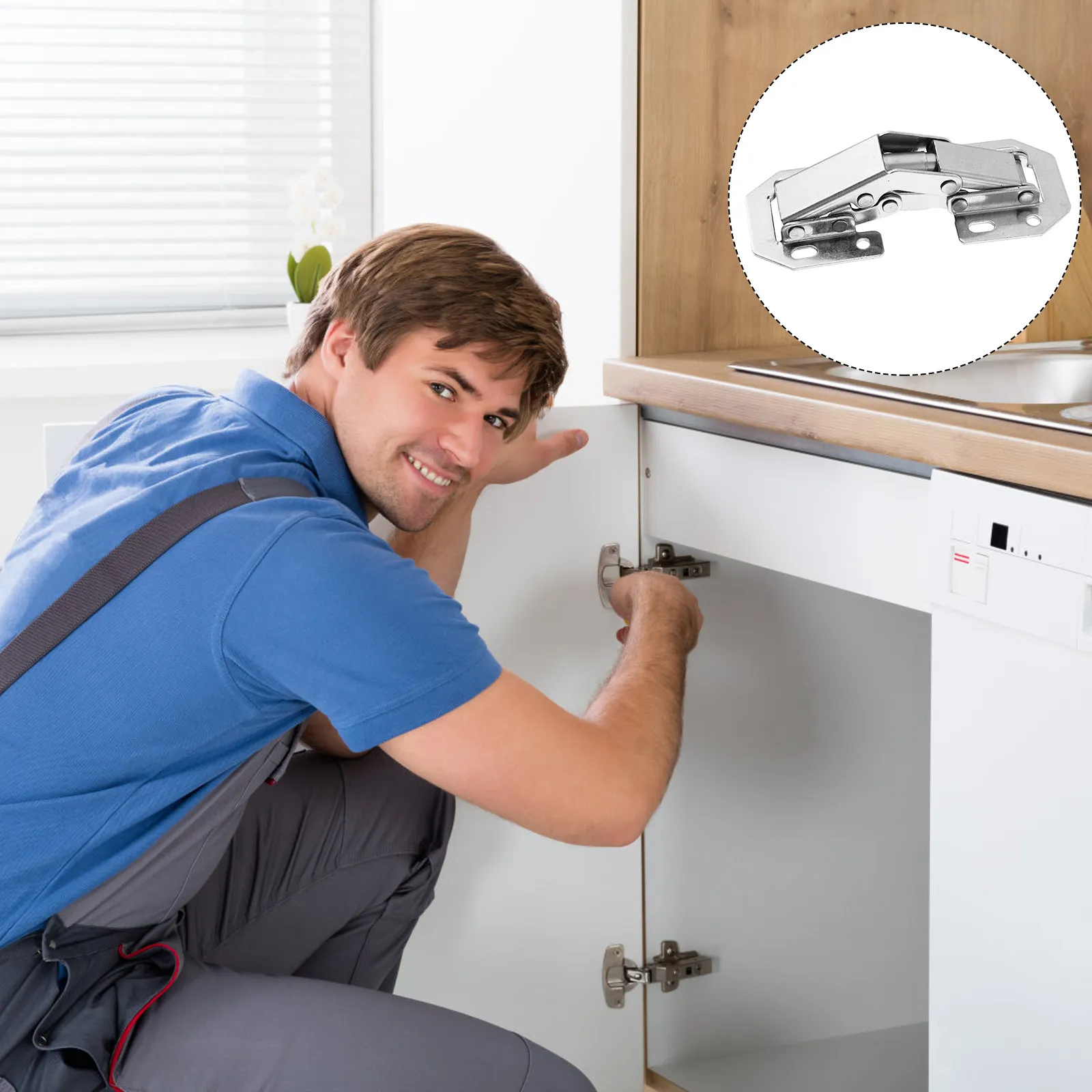 6Pcs Premium Cold Rolled Steel Damping Hinges Cabinet Door Hinge Silent Hydraulic Hinge for Wardrobe Closet Display Cabinet