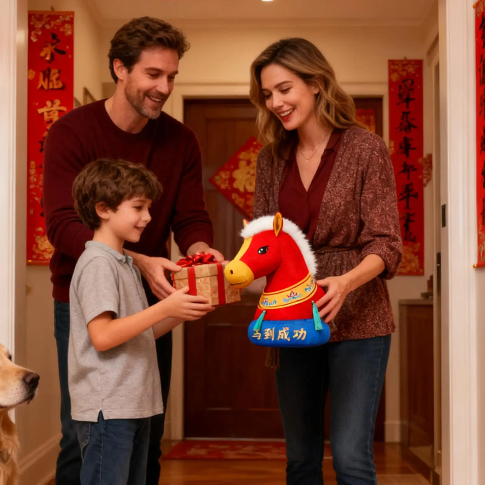 

Плюшевая лошадь, чучело, новогоднее благословение, сувенир, 2026 год лошади, плюшевые украшения-талисманы для автомобиля, офиса, магазина