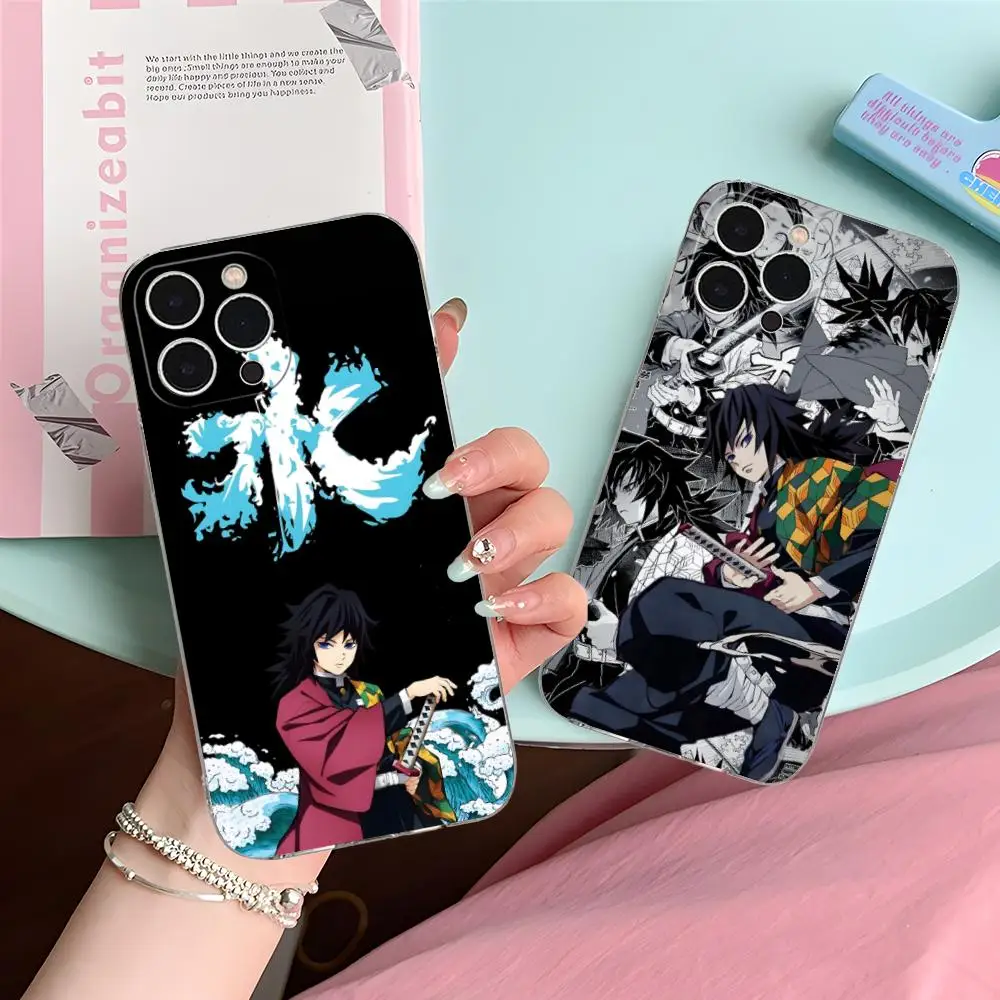 

Чехол для телефона Demon Slayer Giyu Tomioka для iPhone 16, 15, 14, 13, 12, 11 X XR XS 8 6 Pro Max Plus, мини-прозрачный цветной защитный роскошный чехол