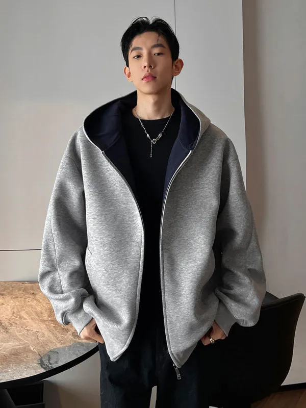 

TANGZ Studio Men's Heavyweight Hardwearing Hoodie Sweatirt Loose Casual Spring Autumn Trendy Brand Outerwear Cardigan