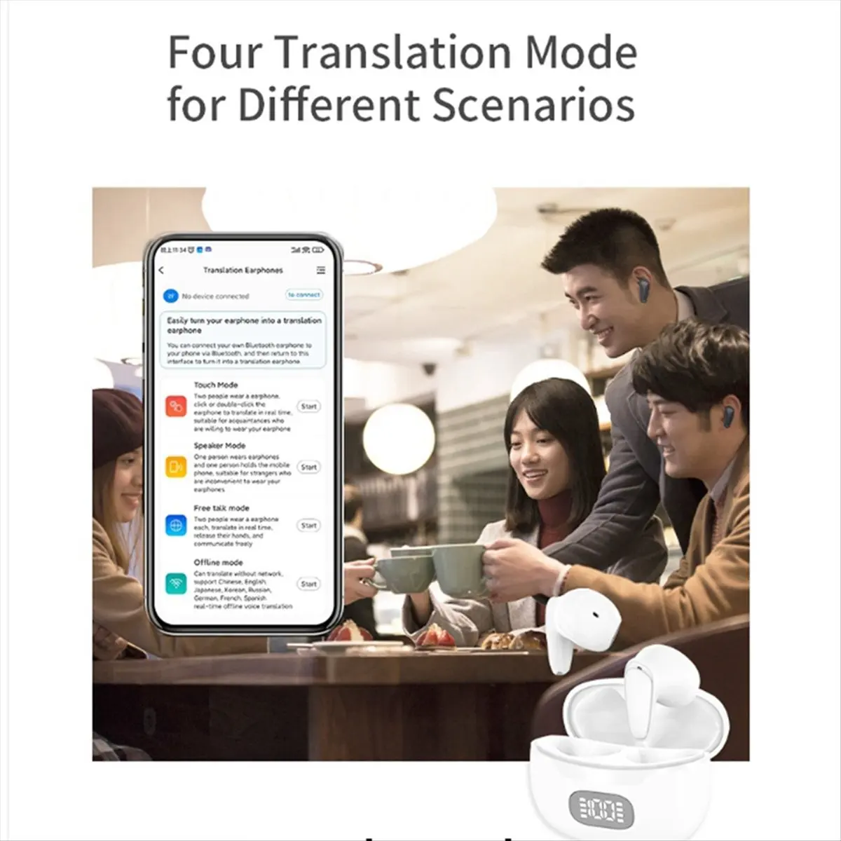 ■★New Arrival Fashion  B28 Two-Way Language Translator Earbuds Real-Time Translation with ANC Supports 74 Languages & 70 Accents