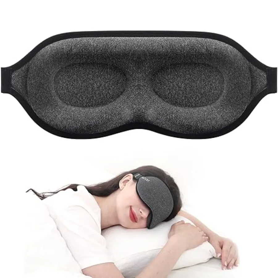 Luxury Sleep Mask for Back, Side Sleeper, Complete Light Blocking Sleeping Eye Mask Night Blindfold, 3D Zero Pressure and Spaci