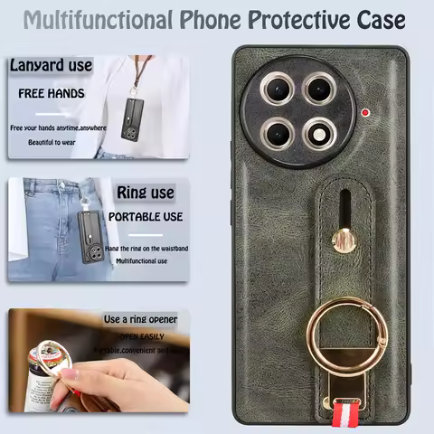 For Tecno Camon 30S Fashion WristStrap Phone Holder Case For Tecno Camon 30S Pro Leather style Case Drop-Resistant Cover