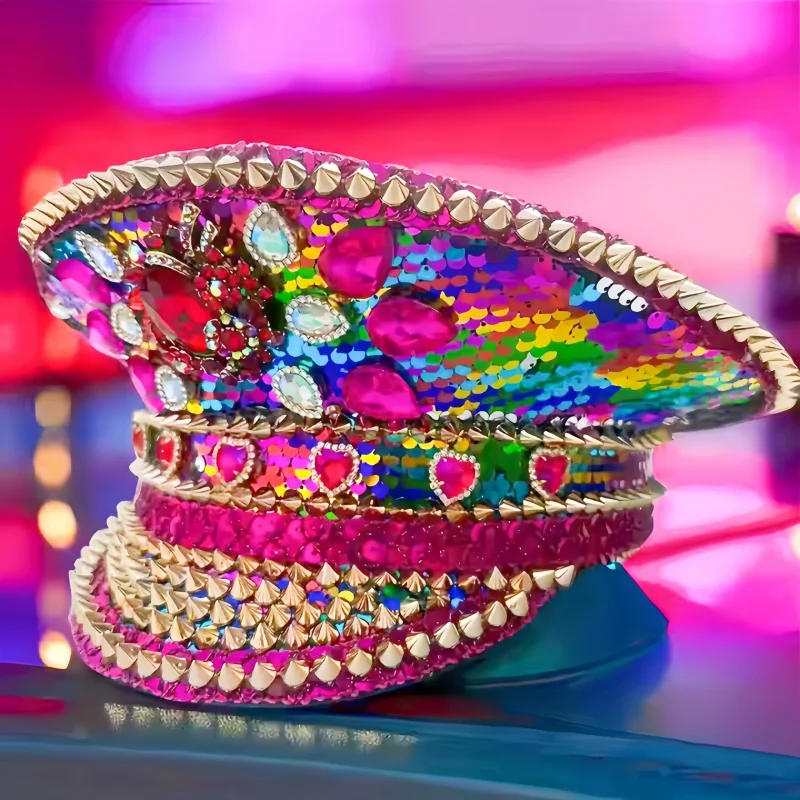 Luksusowe kapelusze kapitańskie HongLuan z dżetami na festiwal Burning Man, damski kapelusz na Halloween, kostium dla dorosłych, akcesoria do cosplay dla kobiet