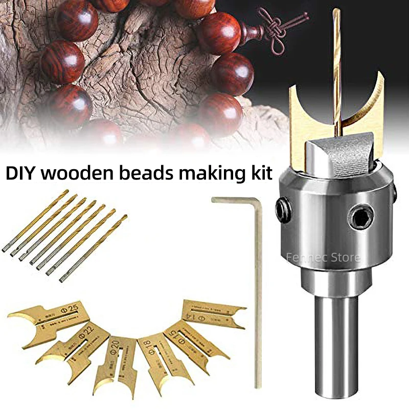 Imagem -02 - Rosário de Madeira Bead Making Broca Kit Fresa para Carpintaria Ferramenta de Moldagem Lâmina de Bola Beads Router Brocas Bit se 625 mm