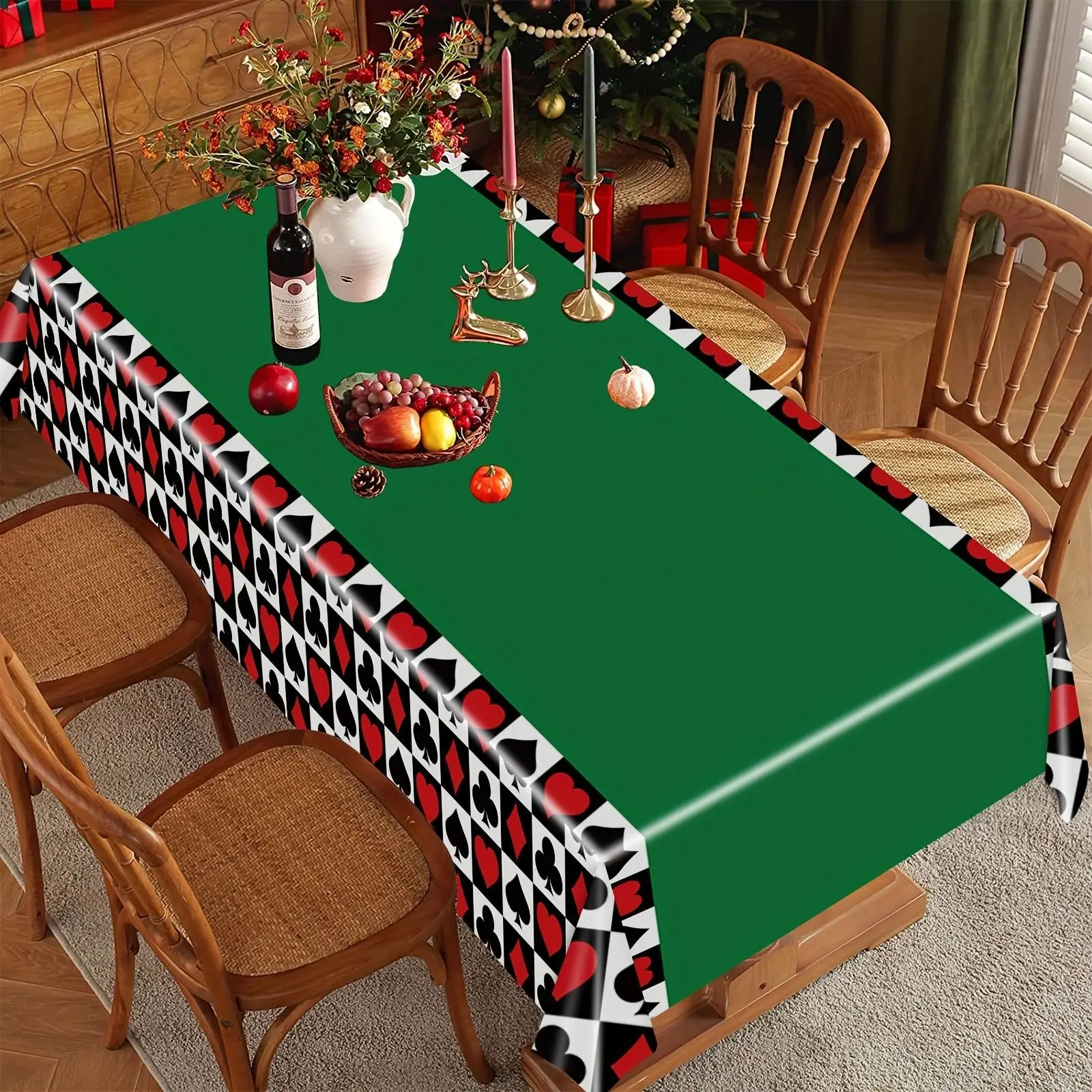 Poker Casino Decorations Tablecloth Las Vegas Table Cover 777 Foil Balloon for Casino Game Birthday Playing Card Party Supplies view 6