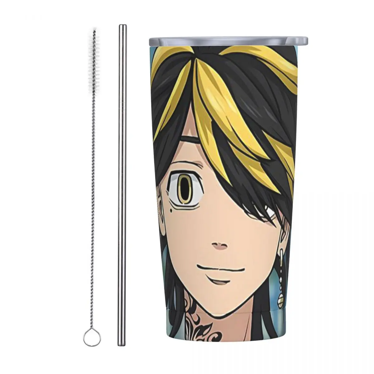 Anime Tokyo Revengers Kazutora Stainless Steel Tumbler Vacuum Insulated Mugs Thermal Cold Cups Straw With Lid 20oz