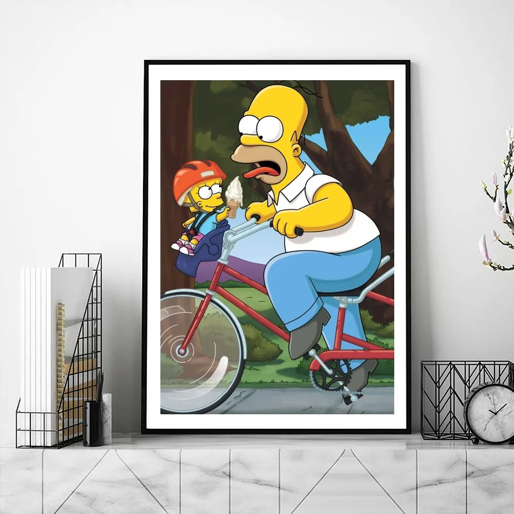 Funny-S-Simpsons-Cartoon Poster Gallery Prints Self Adhesive Home Decor Decoration Wall Decals Living Room Sticker