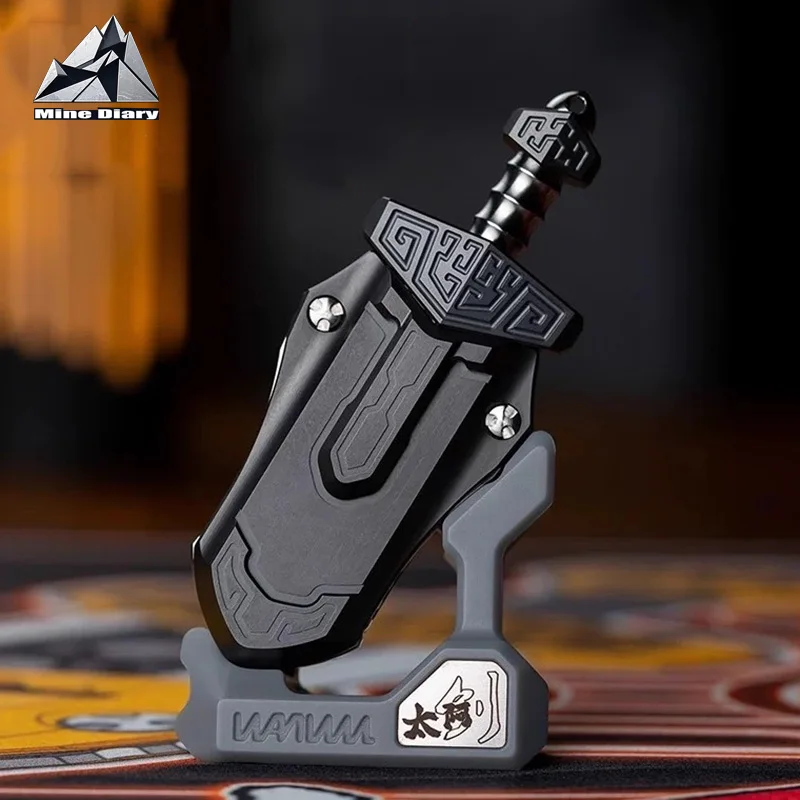 メカニカルソードプッシュスライダー EDC フィジェットトイ 亜鉛合金 クールなフィジェットスライダー 大人のストレスを軽減する 磁気要素ペンダントギフト