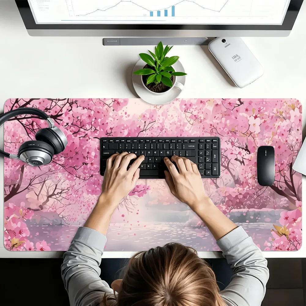 Anime Mouse Pad, Cherry Blossom Mouse Pad - Desk Decoration Pad, Office Supplies and Accessories Alfombrillas Para Escritorio view 2