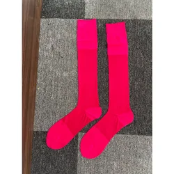 New Men's Stockings Sexy Barbie Pink Solid Sheer Long Socks for Men Nylon Breathable Soft Elastic Transparent Thigh High Socks