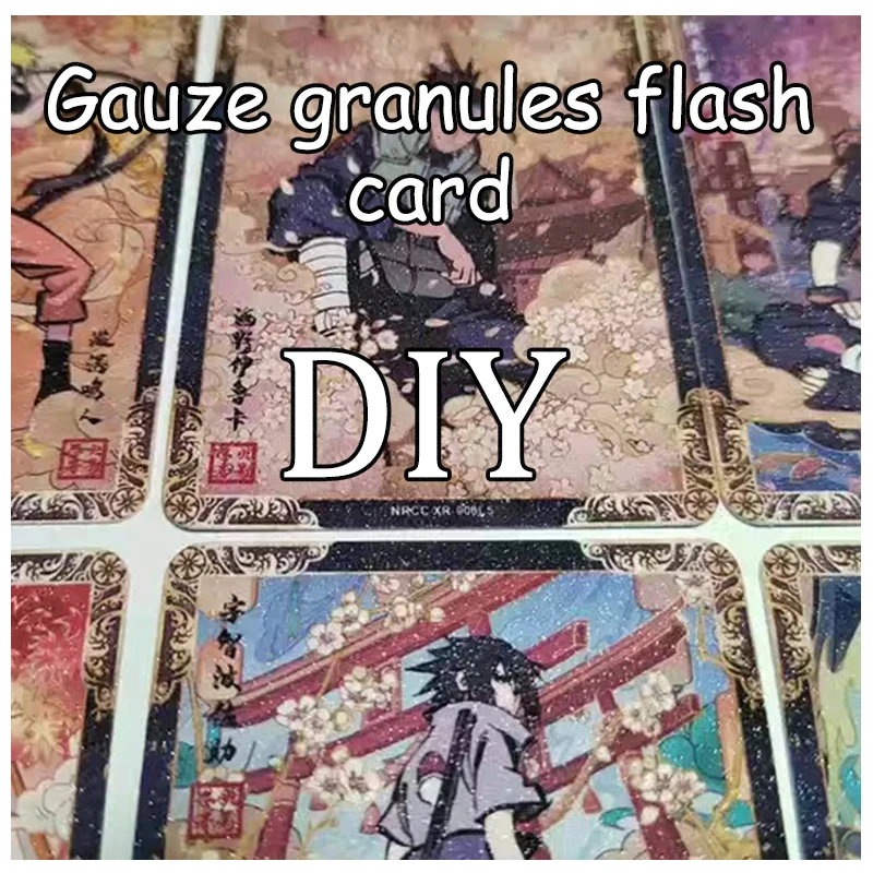 Gauze Granules Flash Card DIY 6Pcs/set Naruto Favorite Collectible Card Anime Holiday Gift Naruto Uzumaki Sasuke Uchiha Jiraiya