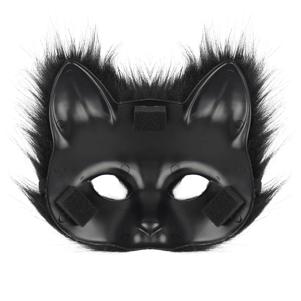 Maschera di volpe fatta a mano Coda di bestia Simulazione Coda di volpe Cosplay Set di accessori per Halloween