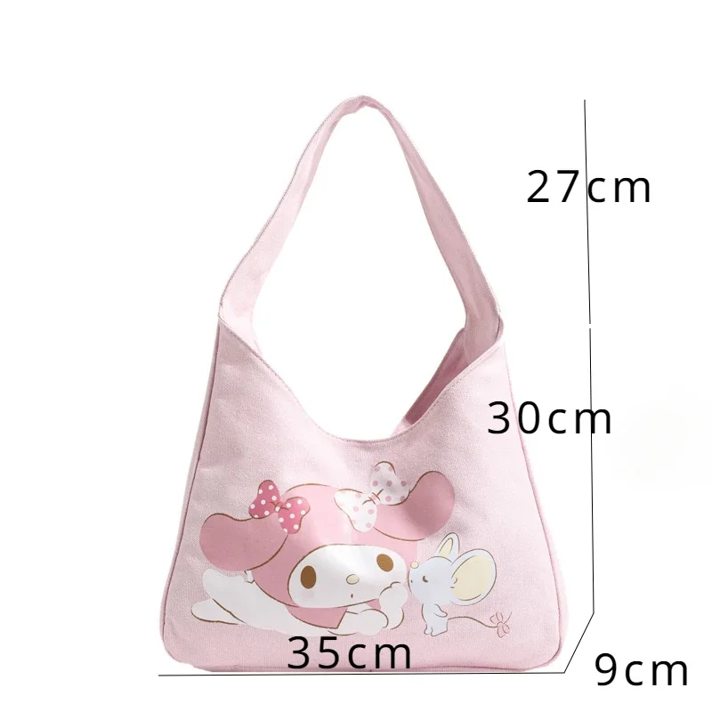 Sanrio Canvas Tas Melodie Bedrukt Schouderhoesjes Grote Capaciteit Hello Kitty Portemonnees En Handtassen Kuromi Schattige Portemonnee Pochacco Zakje