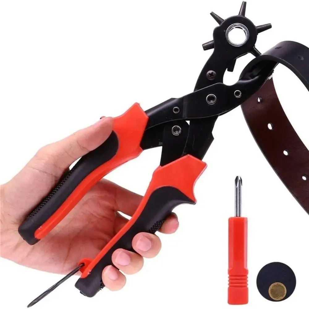 

Durable Steel Belt Puncher Revolving Round Hole Leather Punch Plier Oval Hole Flat Hole Eyelet Piercer Belt