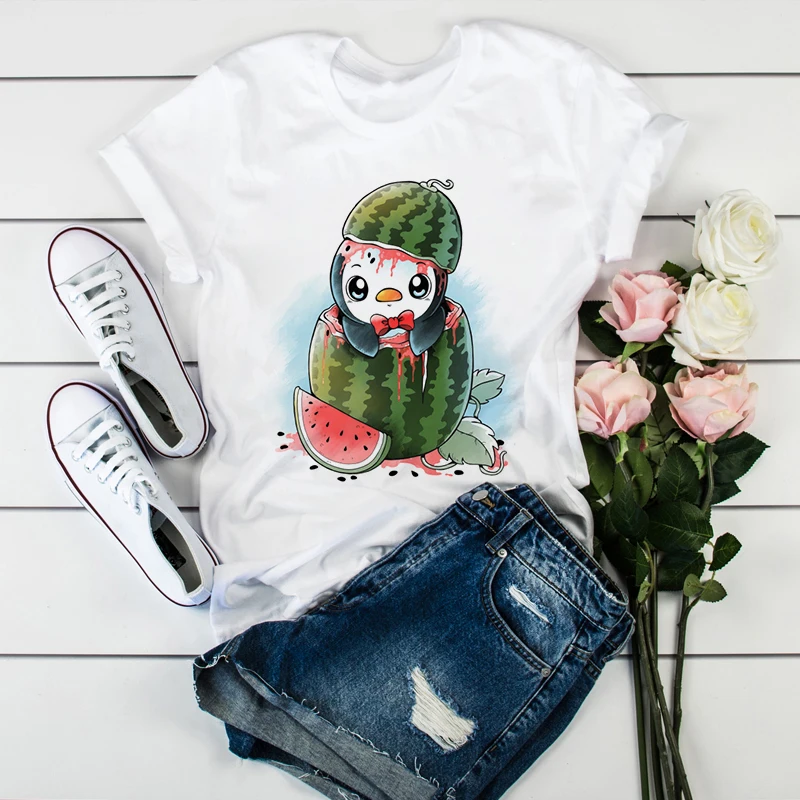 PENGUIN T Shirt stampata divertente magliette Cute Cartoon t shirt per le donne estate maniche corte abbigliamento donna Graphic Tshirt