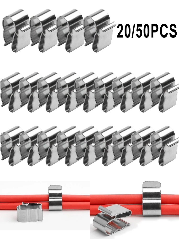 20/50pcs Solar Panel Wire Clips Solar PV Cable Clip Clamp 2x6mm Cable Organizer Stainless Steel Cable Clamps For PV Wiring Boat