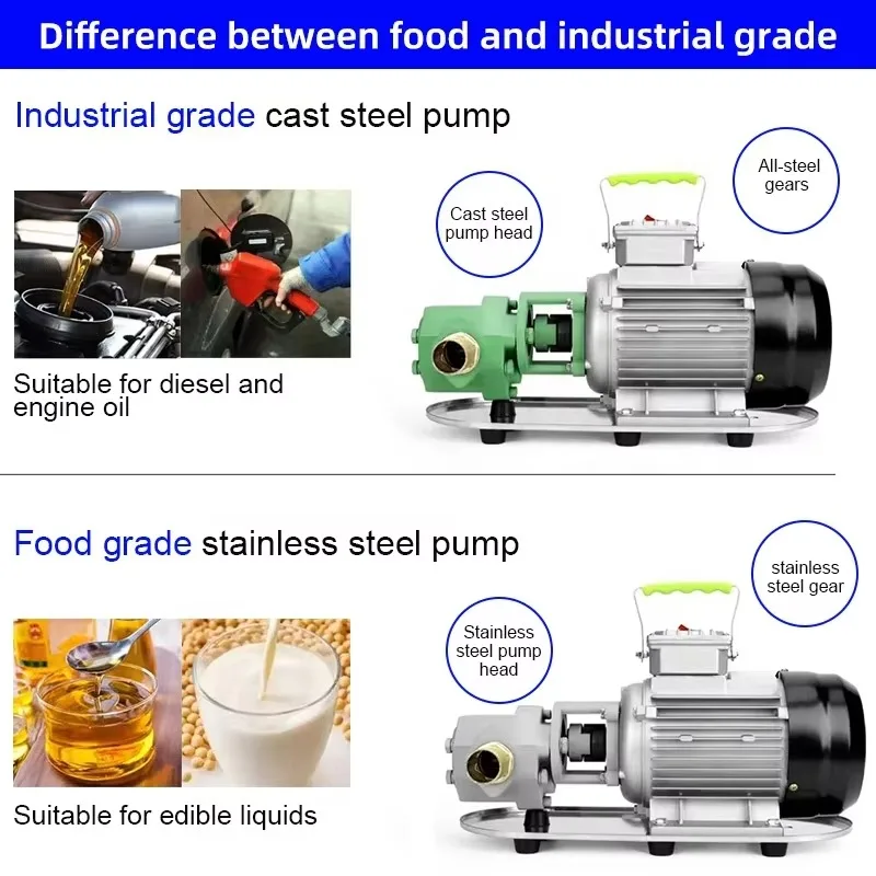 Portable Stainless steels Electric 110V 220V Food grade lube oil transfer oil gear  for lubrication oil