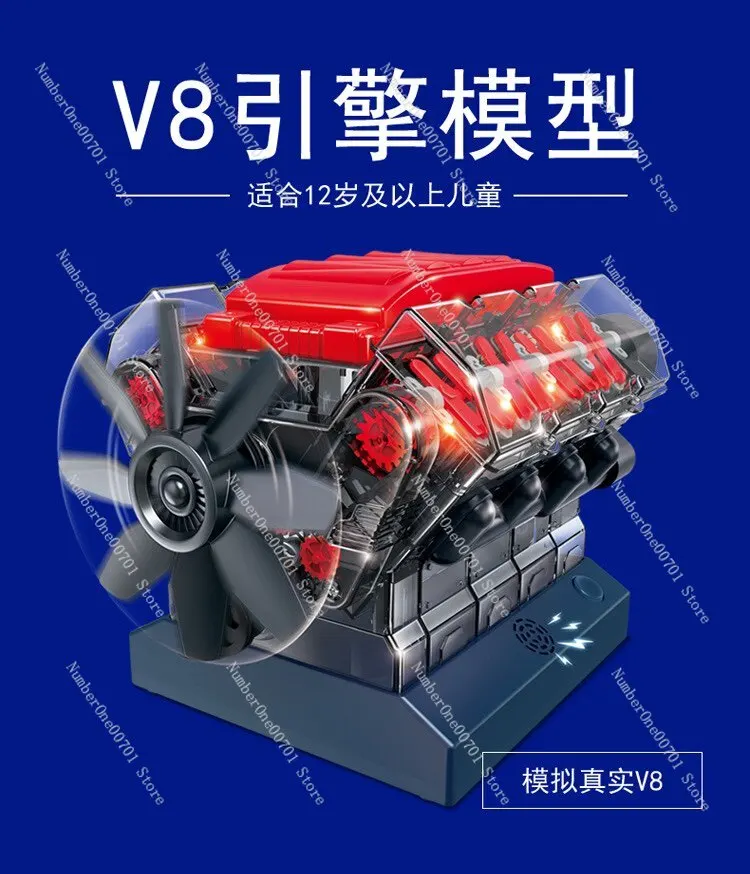 V8 Engine Model Kit STEM Science Experiment Toy for Boys 12+ Middle School Physics Building Set