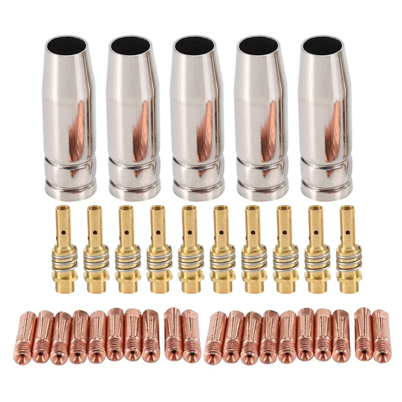 35Pcs 15AK Welding Torch Consumables 1.2Mm MIG Torch Gas Nozzle Tip Holder Of 15AK MIG Welding Torch Durable-AT64