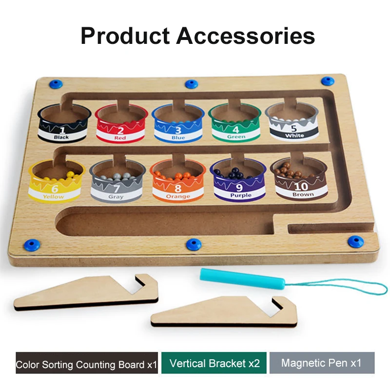 Kinderen Montessori Speelgoed Magnetische Pen Bewegende Bal Spel Kleur Sorteren Telbord Fijne Motoriek Zintuiglijk Educatief Speelgoed