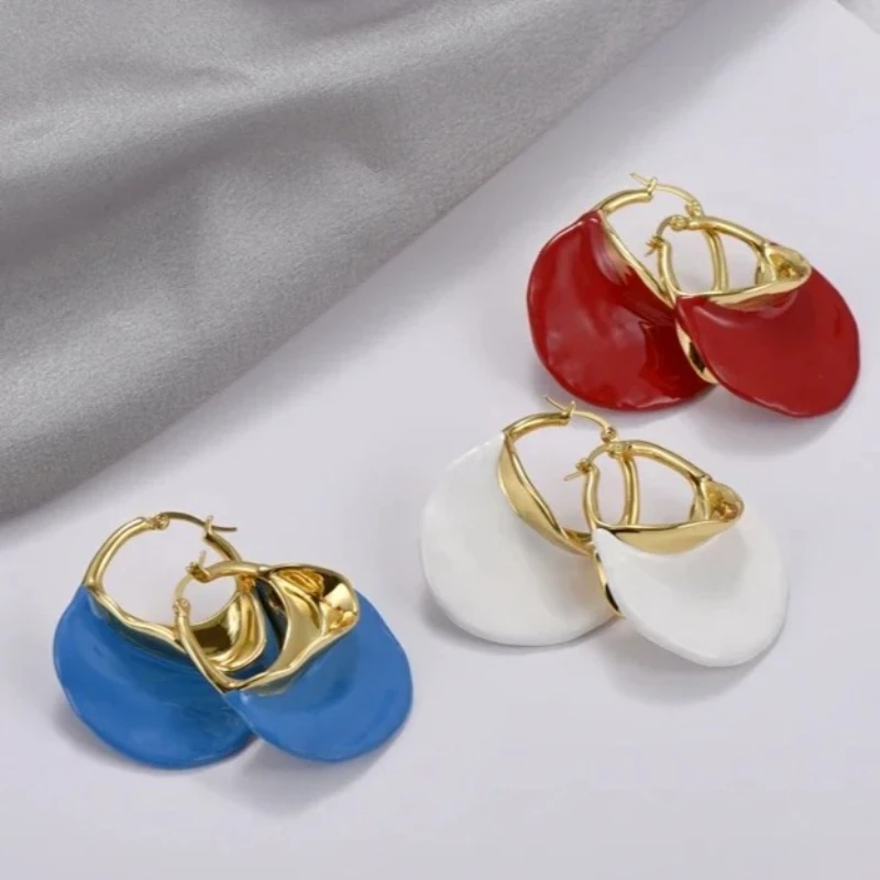 

Designer Brand Enamel Colored 18K Gold Luxury Earrings For Women Famous Vintage Fine Jewelry Runway Trend