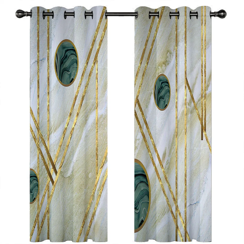 

HUANZHUANG Blackout Curtain Long Thermal Insulated, Nordic Gold Thread Art Curtain Drapes Window Treatment Elegant Draperies