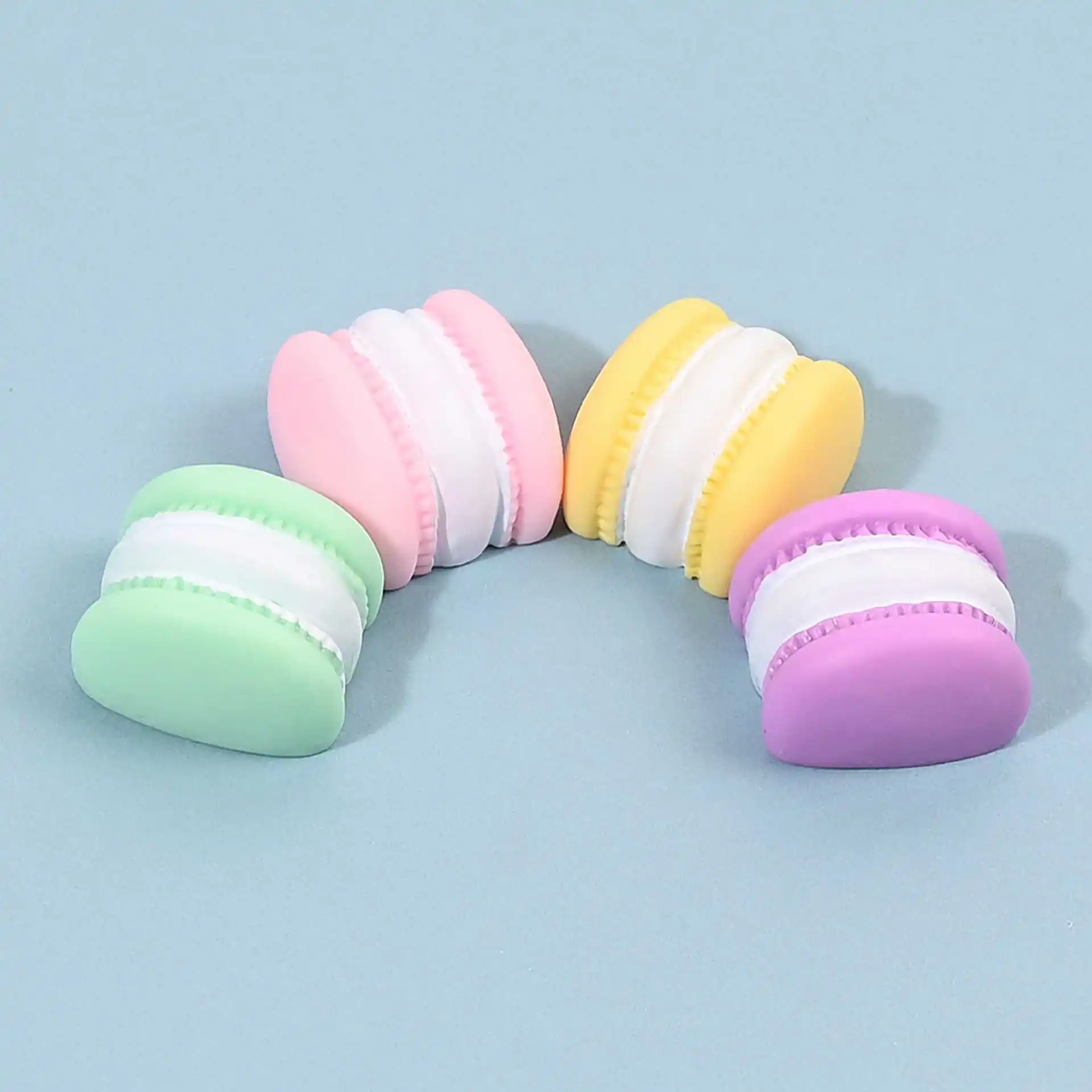 16Pcs Kawaii ครึ่ง Macaroon Miniature Flatback Cabochon Art DIY ต่างหูหัตถกรรมตกแต่งของขวัญโฮมเมดโทรศัพท์ Deco