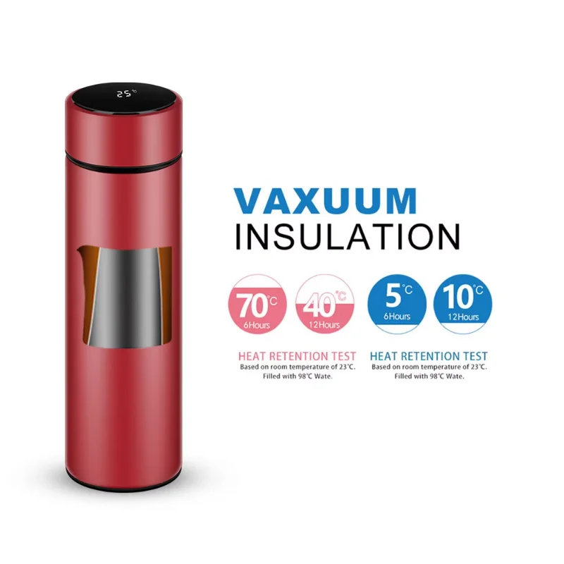Vacuum Sealed Sublimation Blank Flask Stainless Steel Insulated Smart Coffee Hot Water Bottle Digital Water Bottle