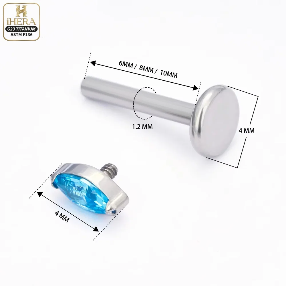 Glitzernde CZ-Besetzte Basis-Titan-Piercing-Körperschmuckstücke im Großhandel für Nasen-, Conch-, Helix-, Tragus-, Labret-, Augenbrauen-, Knorpel- und Ohrstecker. – Detail 9
