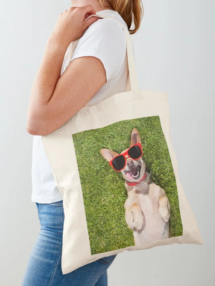

Funny Laughing Dog with Red Sunglasses. Tote Bag Candy bags sac pour femme bags woman 2025 cute pouch bag
