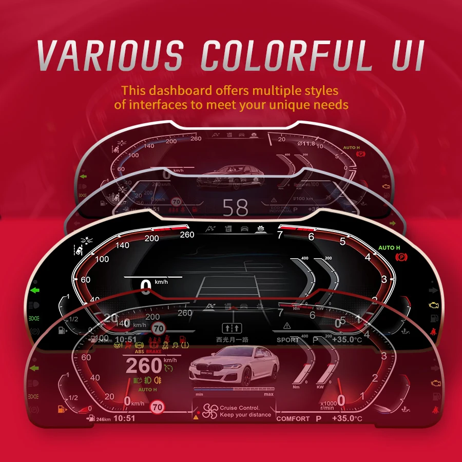 For BMW 5 Series X5 7series F10 F15 F01 full LCD instrument panel cluster Supporting map display multimedia Multiple colorful UI